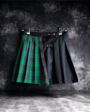 Dual Style Tartan Leather Skirt